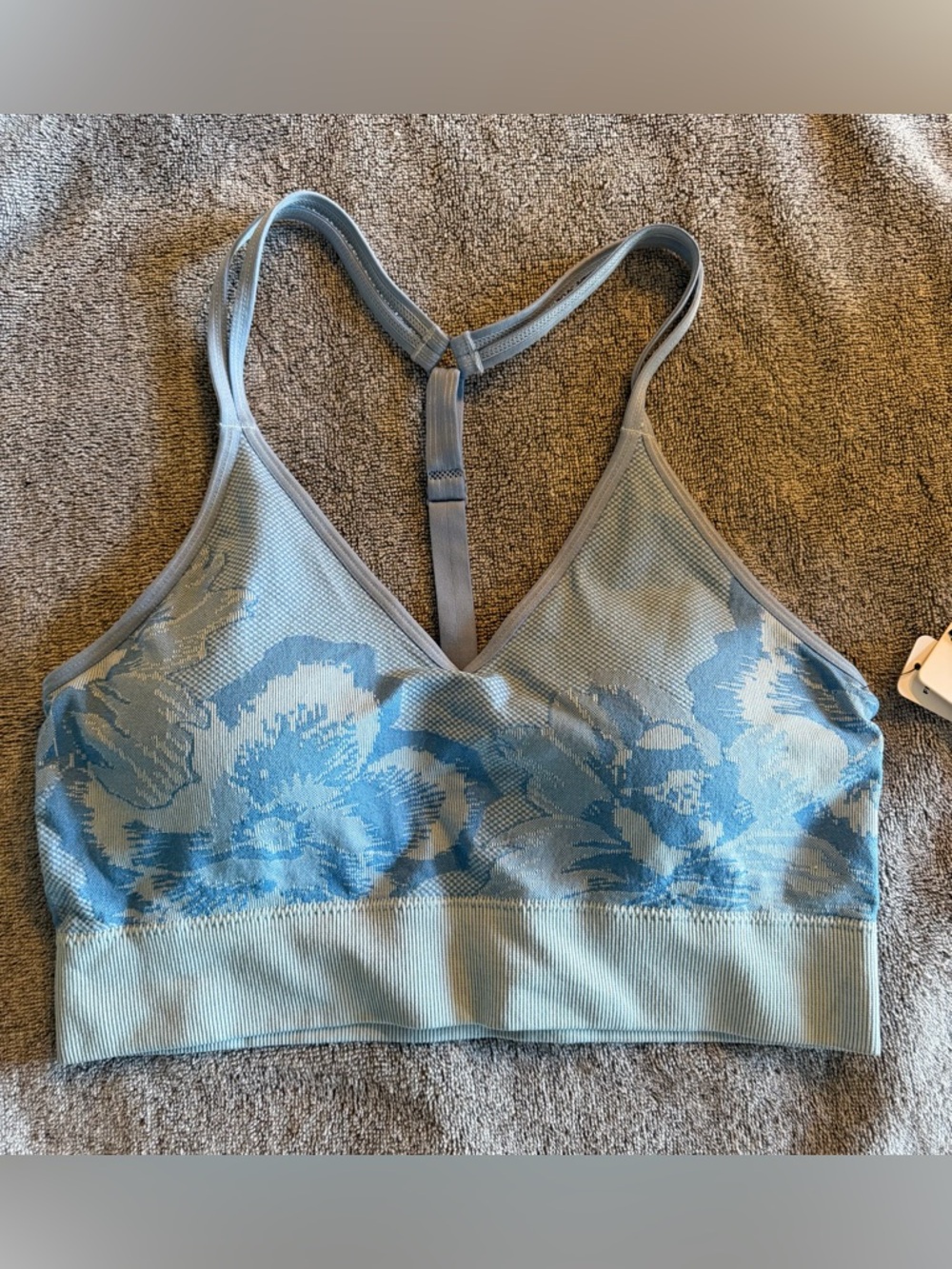 Seamless RBX Floral Light Blue Sports Bra